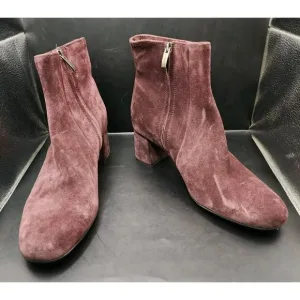 LA CANADIENNE Women's 9M JoJo Ankle Boots Suede Bordo Maroon Burgundy $525