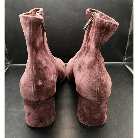 LA CANADIENNE Women's 9M JoJo Ankle Boots Suede Bordo Maroon Burgundy $525