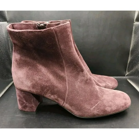 LA CANADIENNE Women's 9M JoJo Ankle Boots Suede Bordo Maroon Burgundy $525