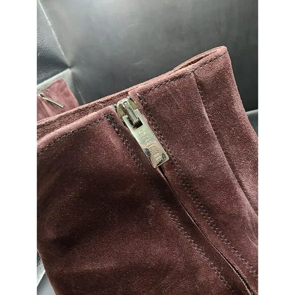 LA CANADIENNE Women's 9M JoJo Ankle Boots Suede Bordo Maroon Burgundy $525