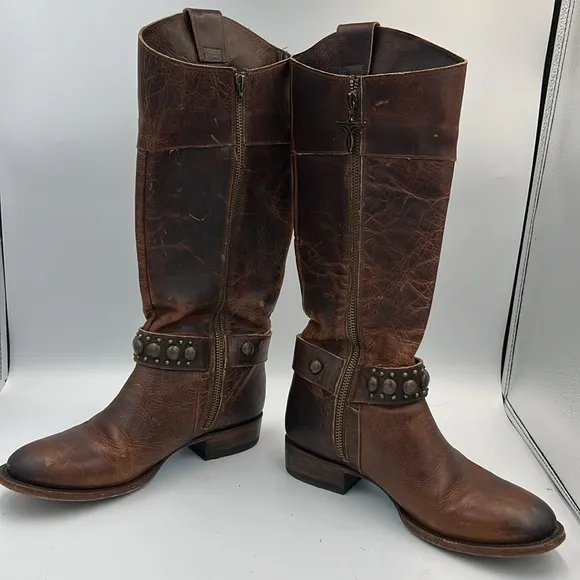 LANE riding boots Westminster tall equestrian  studed harness classic English
