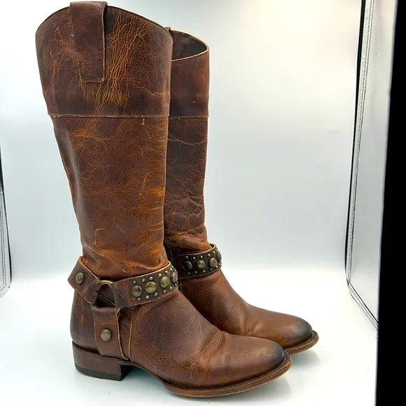 LANE riding boots Westminster tall equestrian  studed harness classic English