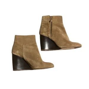 Lanvin Brown Suede Wedge Heel Ankle Boots Size 40