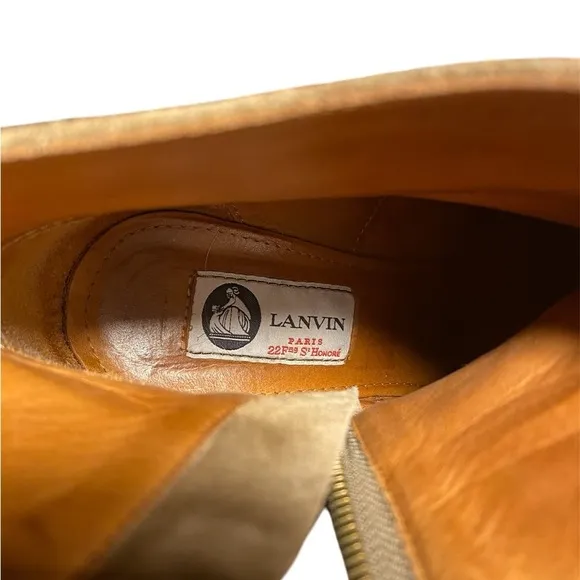 Lanvin Brown Suede Wedge Heel Ankle Boots Size 40