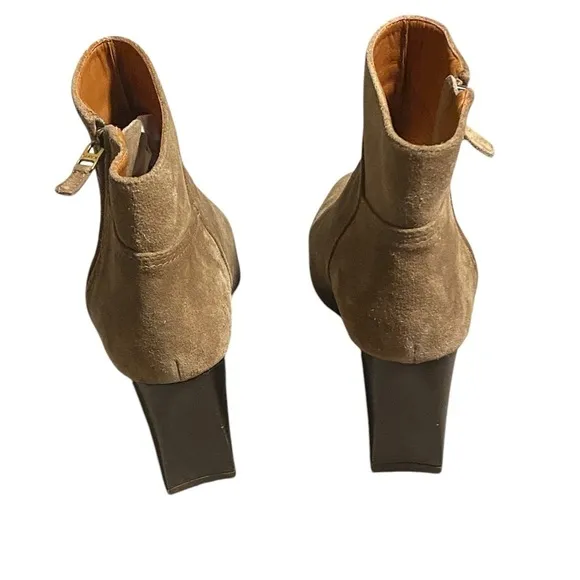 Lanvin Brown Suede Wedge Heel Ankle Boots Size 40