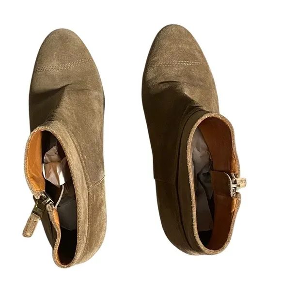 Lanvin Brown Suede Wedge Heel Ankle Boots Size 40