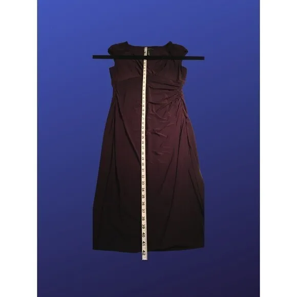 LAUREN RALPH LAUREN Empire Ruched CAP SLEEVE Dress, EGGPLANT, Size 8, NWOT