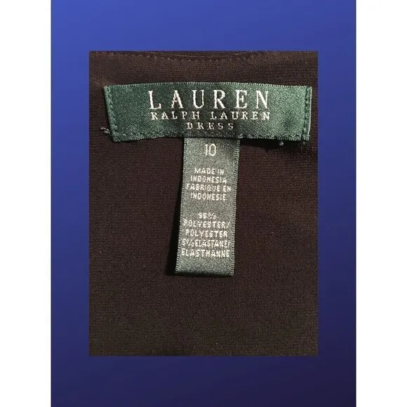 LAUREN RALPH LAUREN Empire Ruched Dress, BLACK, Size 10, NWOT