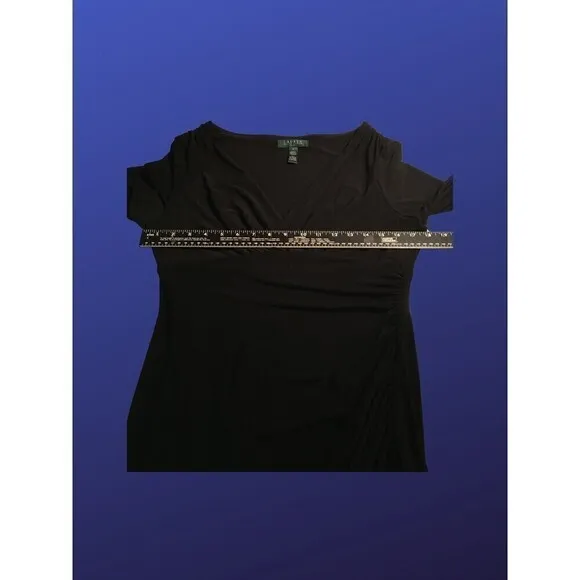 LAUREN RALPH LAUREN Empire Ruched Dress, BLACK, Size 10, NWOT