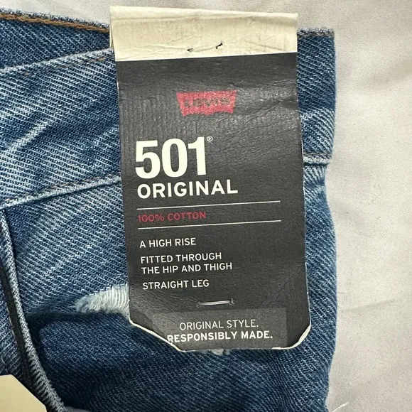 Levi’s 501 jeans high rise straight leg blue denim classic edgy trendy NWT 25