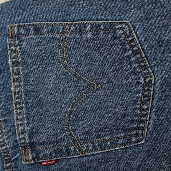 Levis High Rise Button Fly 501 Jean Shorts Lightly Distressed Size 27 Raw Hem