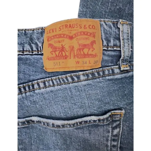 Levi's Men's 511 Slim Fit Jeans, Dolf Nugget Destructed-Medium Indigo (04511-490