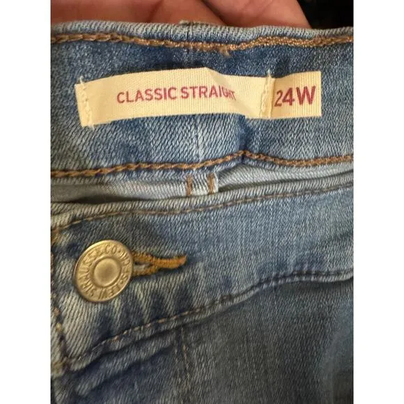 Levi’s Plus 24W Straight Leg Jeans Mid Rise Stretch Blue Eco Denim Repreve