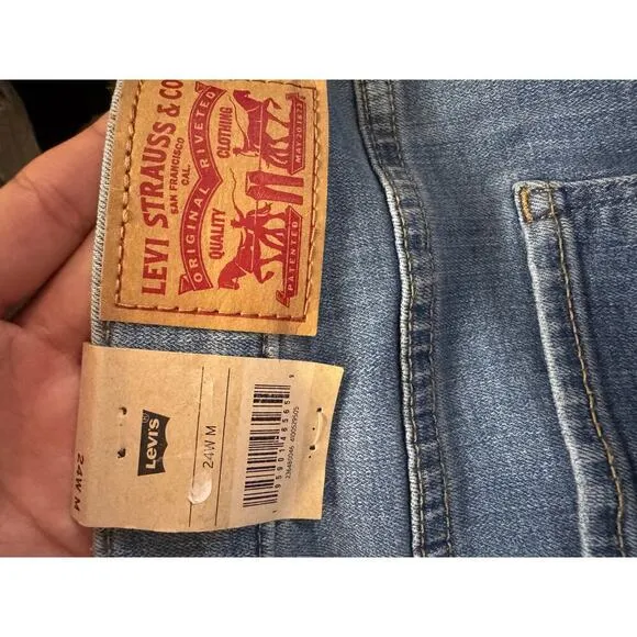 Levi’s Plus 24W Straight Leg Jeans Mid Rise Stretch Blue Eco Denim Repreve