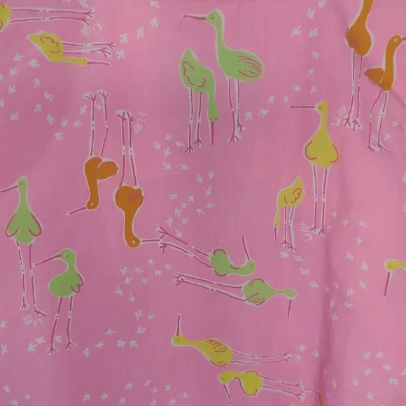 Lilly Pulitzer Girl's Vintage White Label Shirt Dress in Pink Sandhill Crane 10