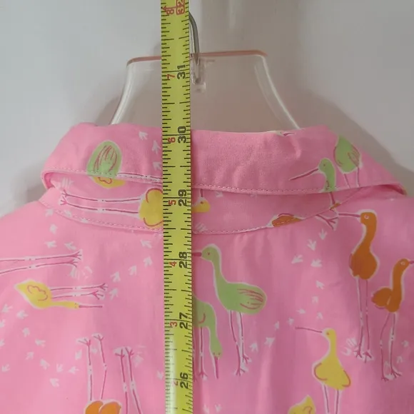 Lilly Pulitzer Girl's Vintage White Label Shirt Dress in Pink Sandhill Crane 10