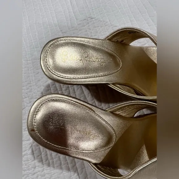 Lilly Pulitzer gold wedge Selena sandals