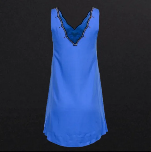 Lilly Pulitzer - Periwinkle Blue Sleeveless Shift Dress W/ Gold Stone Trim Small