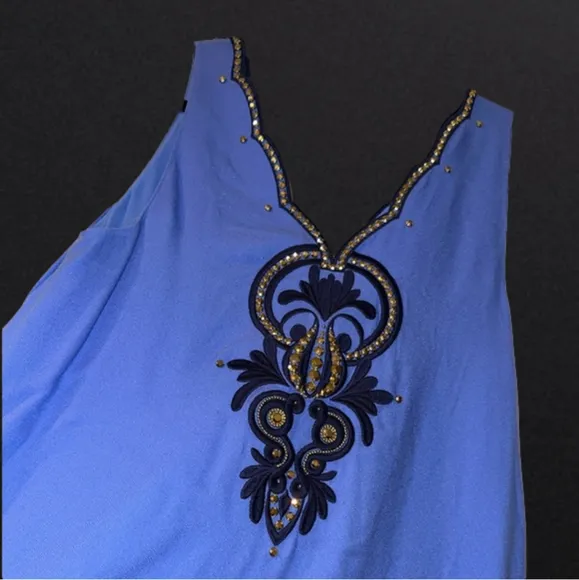 Lilly Pulitzer - Periwinkle Blue Sleeveless Shift Dress W/ Gold Stone Trim Small