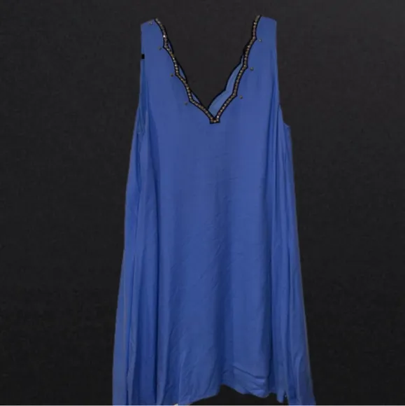 Lilly Pulitzer - Periwinkle Blue Sleeveless Shift Dress W/ Gold Stone Trim Small