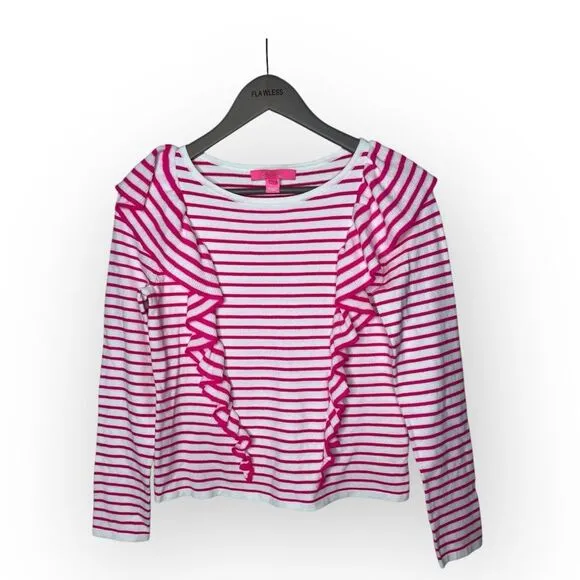 Lilly Pulitzer Ruth Sweater Beach Stripe Pink Tango Size Small