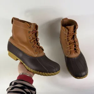 L.L. Bean Duck Boots Mens 12 Brown Leather Lace Up Ankle Insulated Waterproof