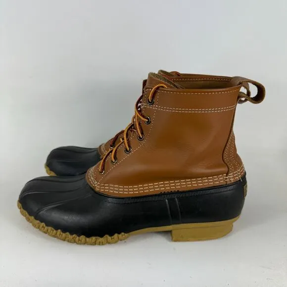 L.L. Bean Duck Boots Mens 12 Brown Leather Lace Up Ankle Insulated Waterproof
