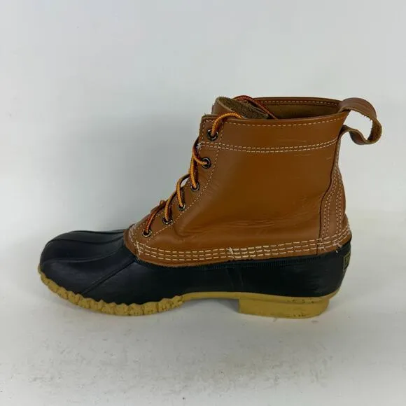 L.L. Bean Duck Boots Mens 12 Brown Leather Lace Up Ankle Insulated Waterproof