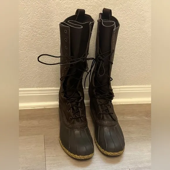 L.L. Bean Maine Hunting Shoe Waterproof Leather 16&quot; Winter Boots Women’s Size 7M