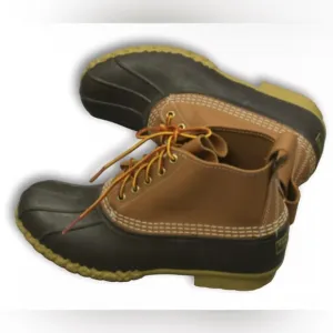 L.L. Bean Mens 1003589 Brown Round Toe Lace Up Waterproof Duck Boots Size 10M