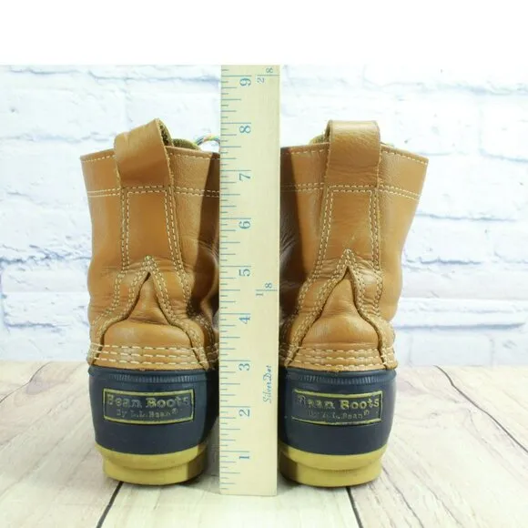 LL Bean Multicolor Leather Lace Up Round Toe Unlined Ankle Duck Boots Size 9 M