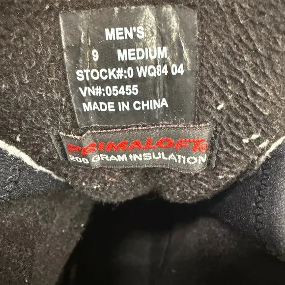 LL Bean Primaloft Men’s 9 Black Suede 200 Gram Insulated Boots Winter Warm Snow