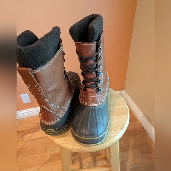 L.L. Bean Snow Boots Tamled Leather Insulated Waterproof Man's 11
