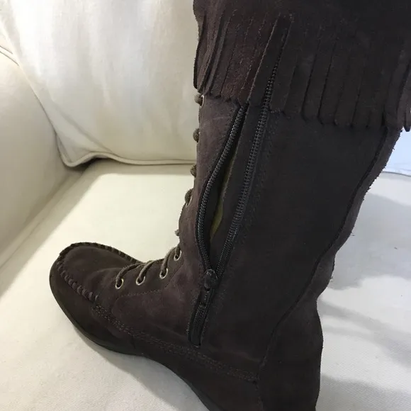 L.L Bean Suede Fringe Moccasin Boot