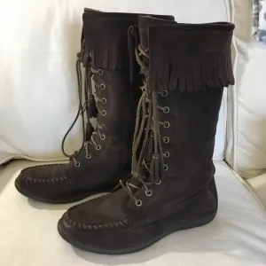 L.L Bean Suede Fringe Moccasin Boot