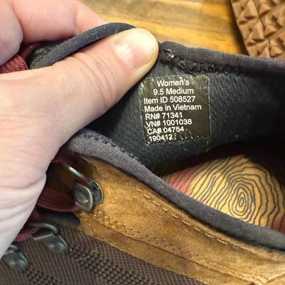 LL Bean Vista Mid Hikers Brown Suede Leather Shoes Boots Womens Size 9.5 Medium