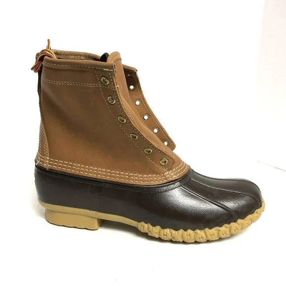 LL Bean Womens Duck Boots Waterproof Tan Leather Size 10 M