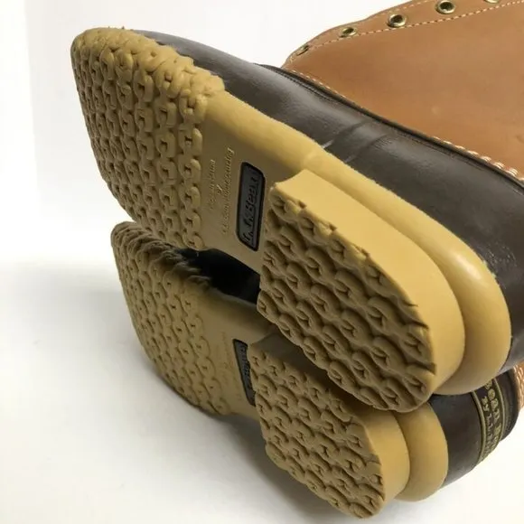 LL Bean Womens Duck Boots Waterproof Tan Leather Size 10 M