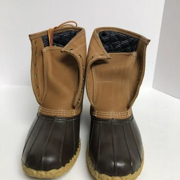 LL Bean Womens Duck Boots Waterproof Tan Leather Size 10 M