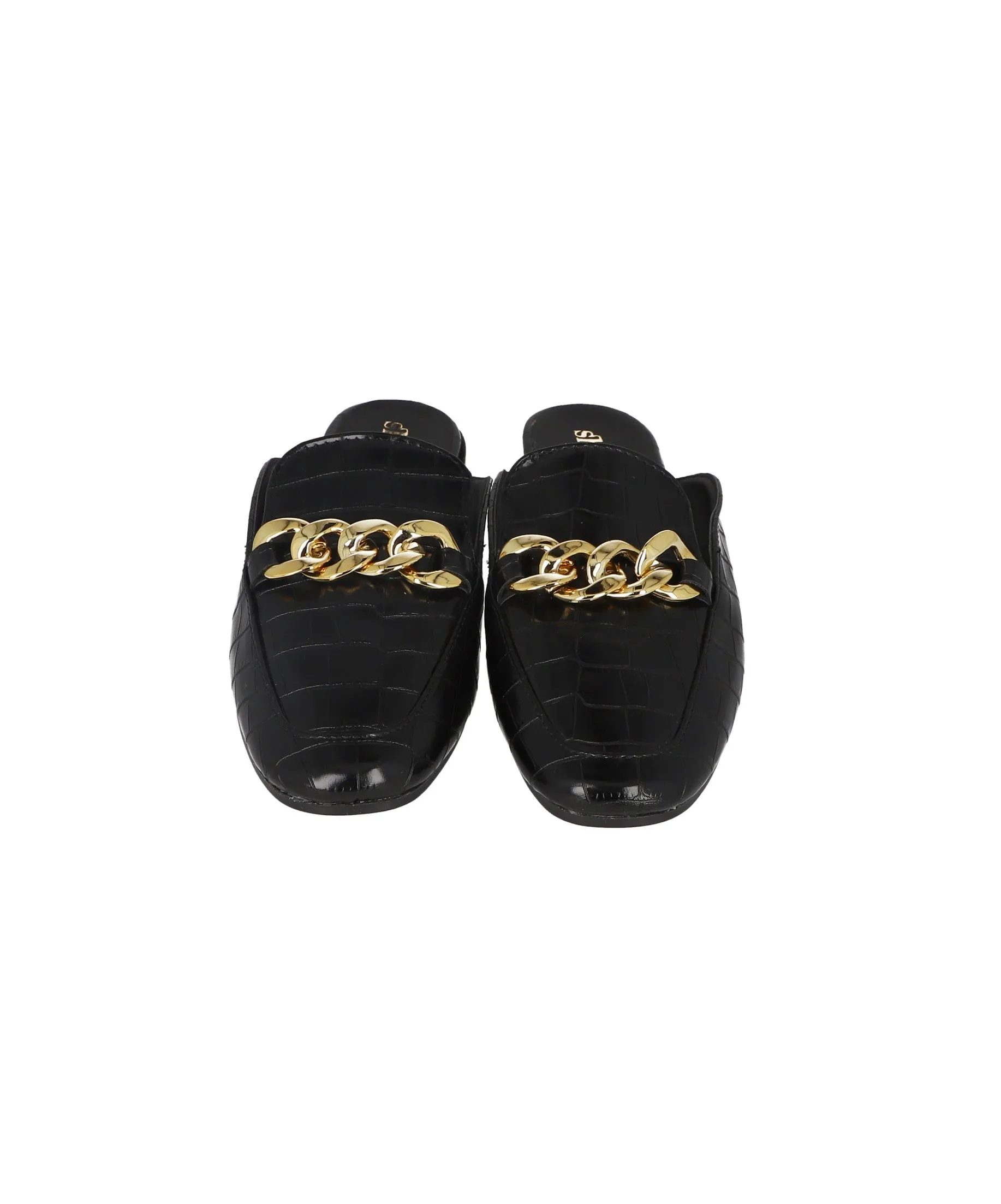 Loafers Mula Efecto Piel Cadena