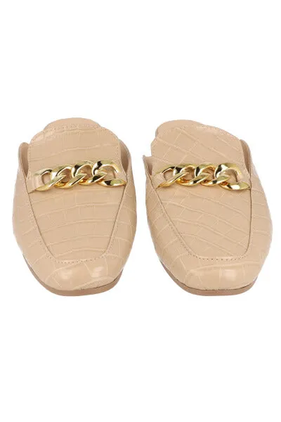 Loafers Mula Efecto Piel Cadena