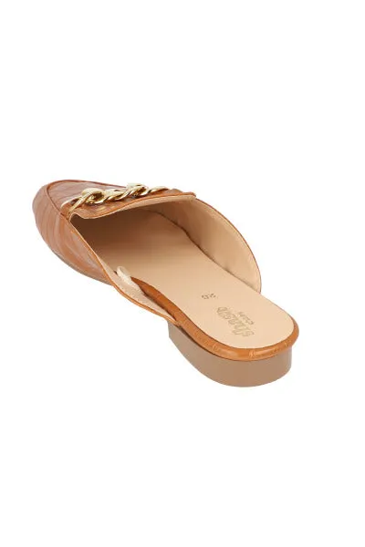 Loafers Mula Efecto Piel Cadena
