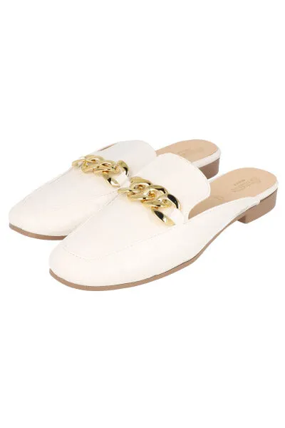 Loafers Mula Efecto Piel Cadena