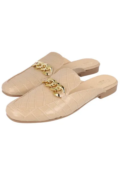 Loafers Mula Efecto Piel Cadena