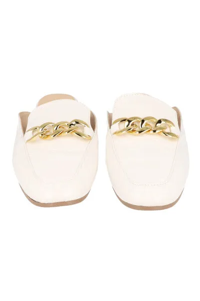 Loafers Mula Efecto Piel Cadena