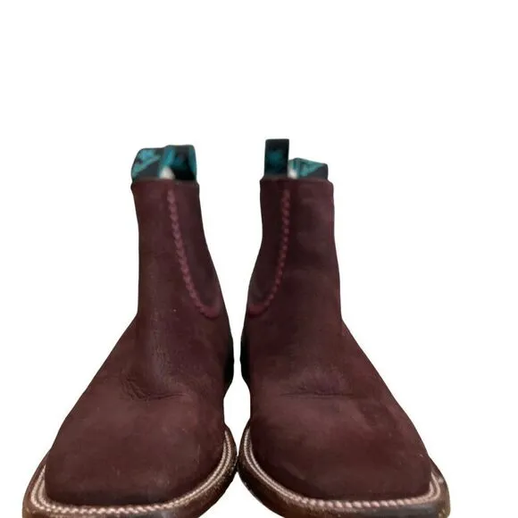 Los Altos Nobuck Suede Square Toe Ankle Western Boots Women's Sz 6.5