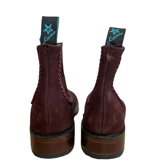 Los Altos Nobuck Suede Square Toe Ankle Western Boots Women's Sz 6.5