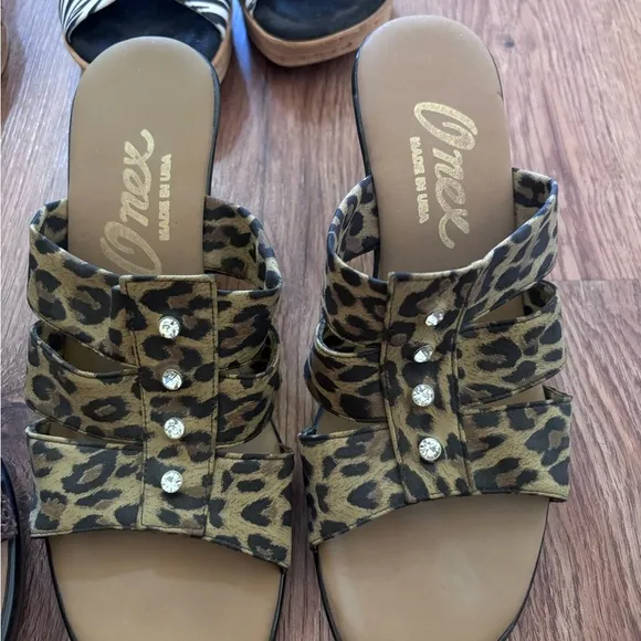 Lot of 4 pair Onex Women's Animal Print Sandals