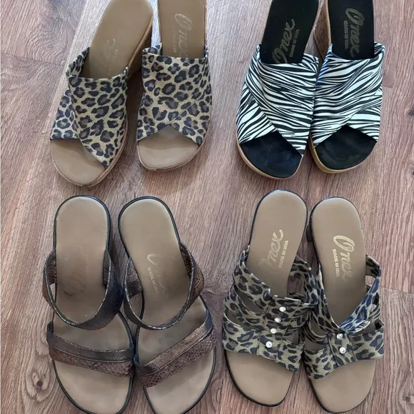 Lot of 4 pair Onex Women's Animal Print Sandals