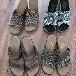 Lot of 4 pair Onex Women's Animal Print Sandals